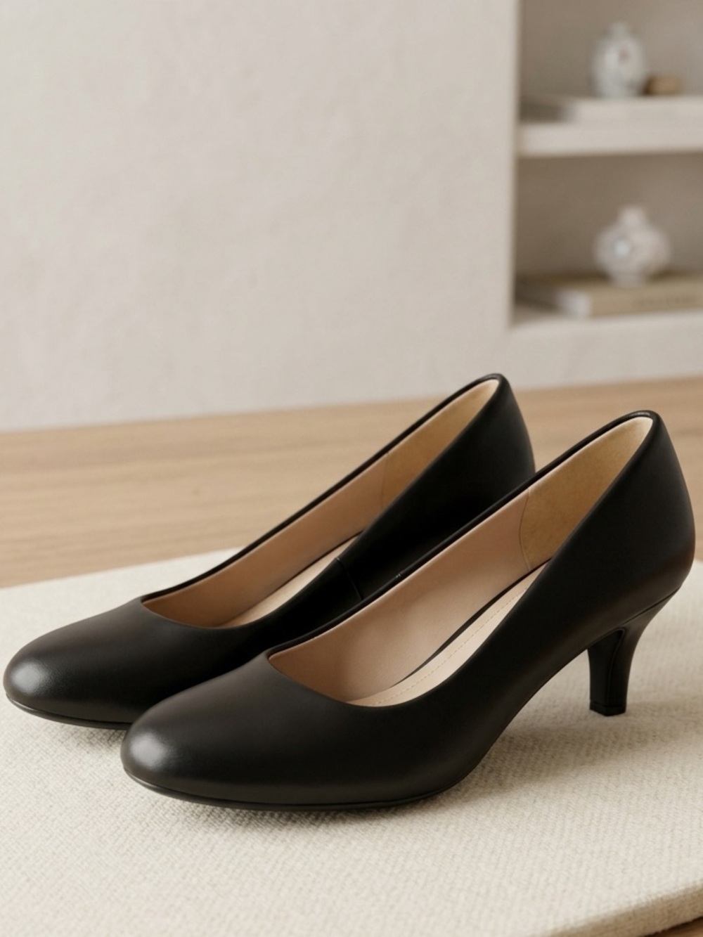 New Dream Pairs Black Women's Round-Toe Kitten Heels Classic Pump